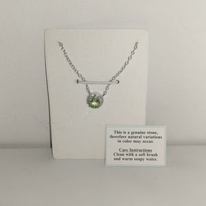 Green Peridot and Cubic Zirconia Necklace